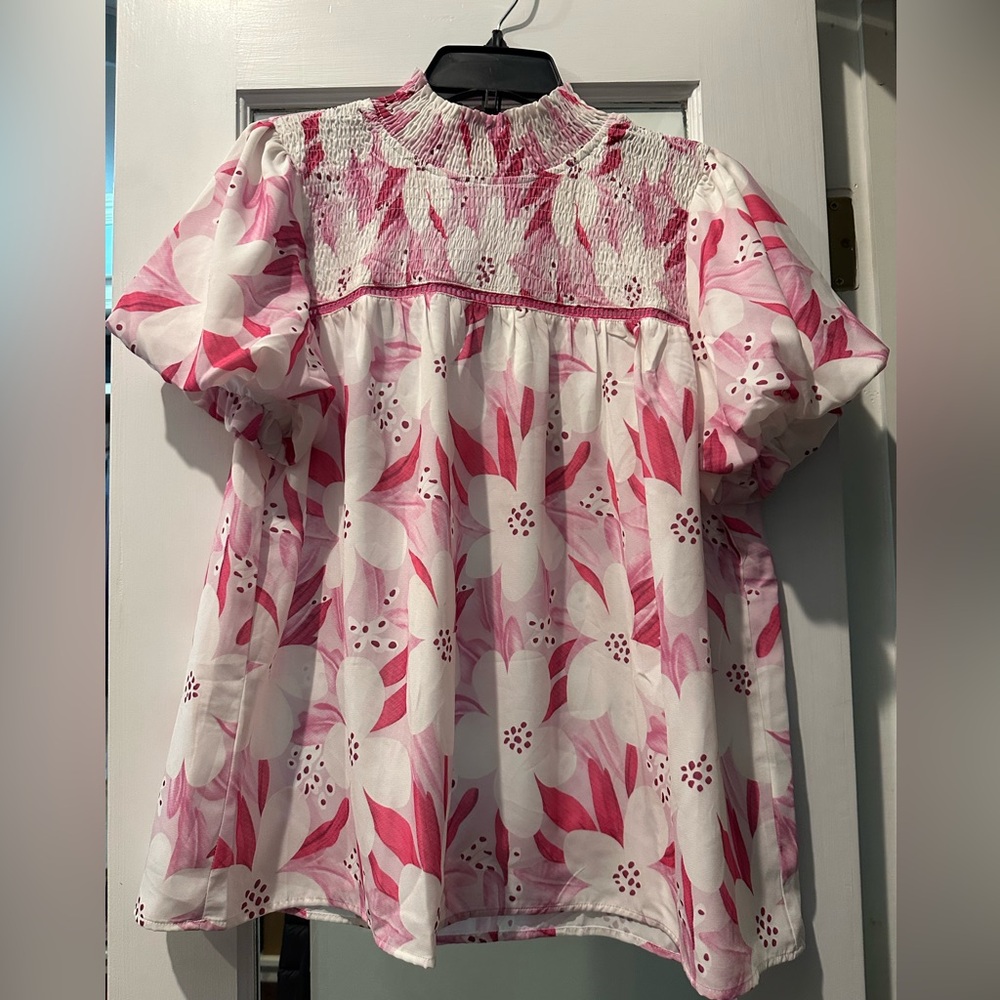 Daisy Pink and White Floral Blouse